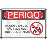 Perigo - oxigênio em uso não fume nem provoque chamas